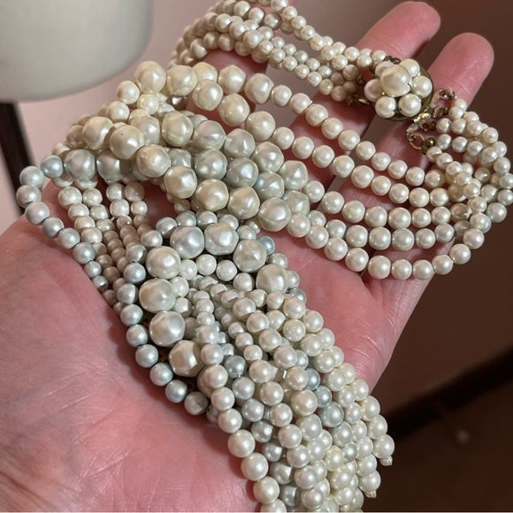 Antique Vintage Maximalism Waterfall Pearl Victorian Choker festoon Necklace - Picture 7 of 17